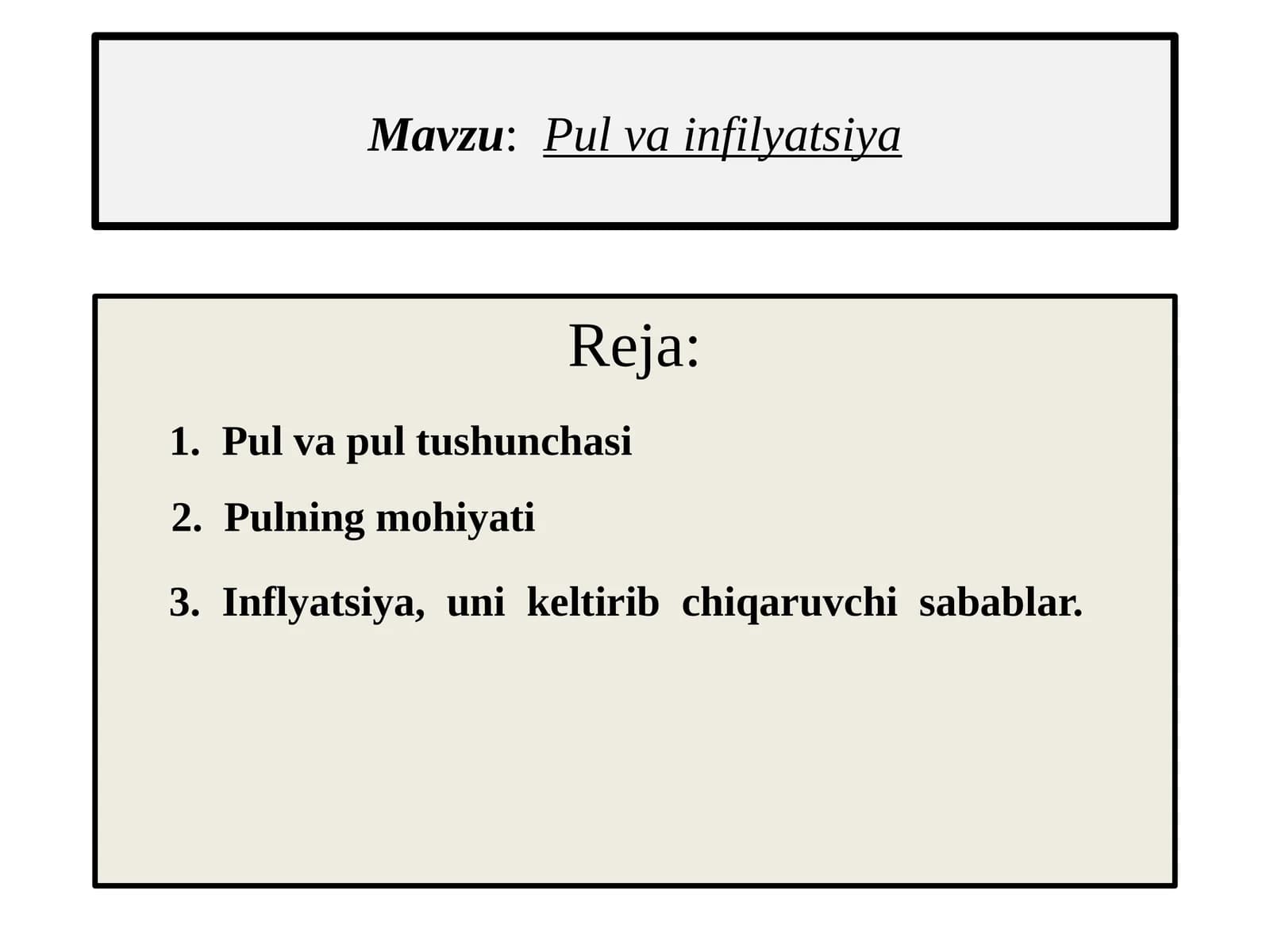 Pul va Pul Tushunchasi