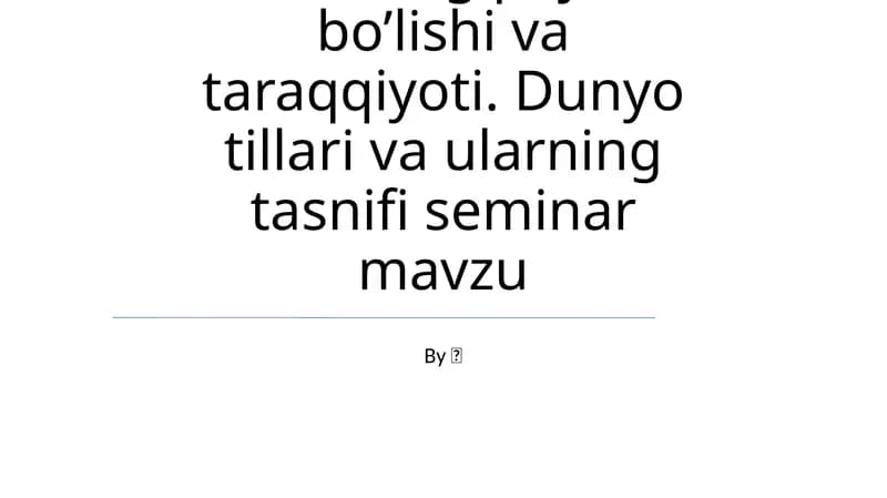 Jahon Tillari va ularning Tasniflash