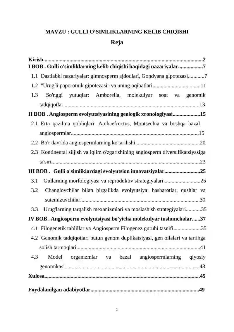 Gulli o'simliklarning kelib chiqishi