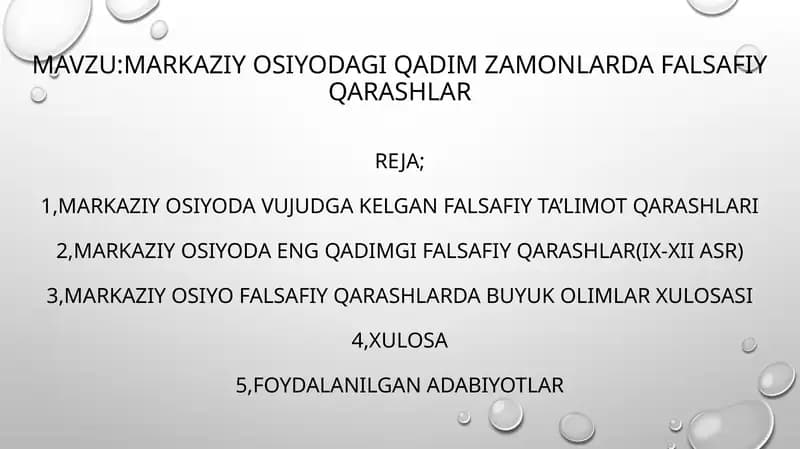 Markaziy Osiyoda Qadimzamonlarda Falsafiy Qarashlar
