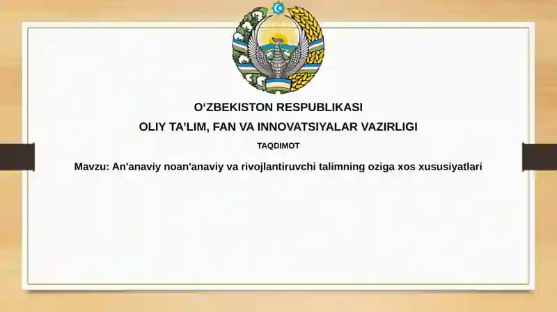 An'anaviy, Nodavlat va Rivojlanuvchi Ta'lim