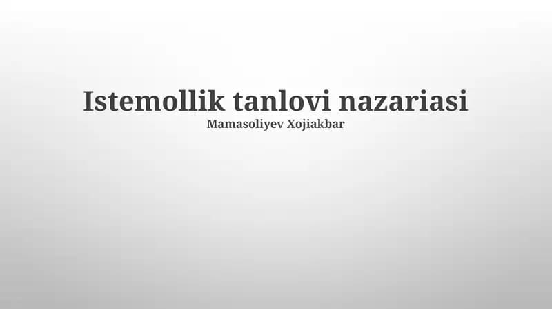 Istemollik tanlovi nazariasi