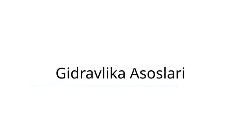 Gidravlika Asoslari