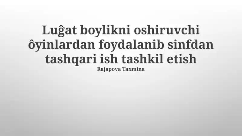 Intellektual o'yinlar va ularning qo'llanilishi