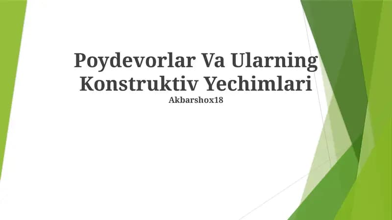 Poydevorlar Va Ularning Konstruktiv Yechimlari