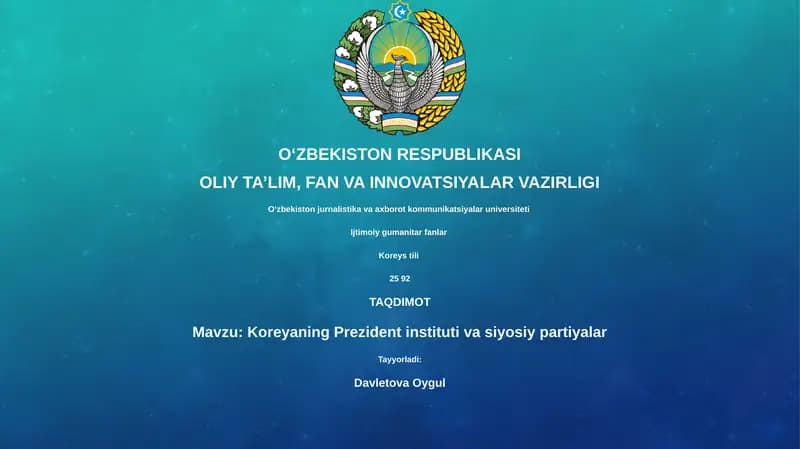Koreyaning Prezident instituti va siyosiy partiyalar