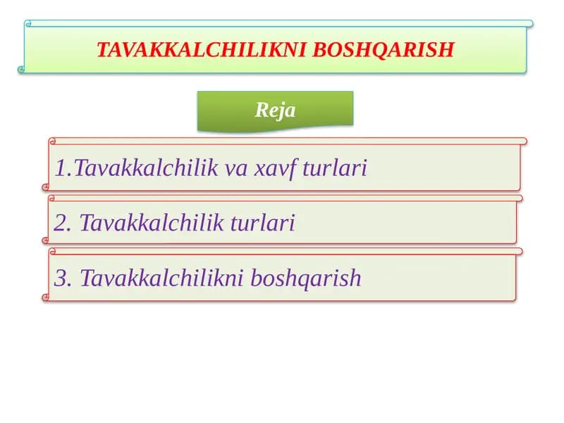 TAVAKKALCHILIKNI BOSHQARISH