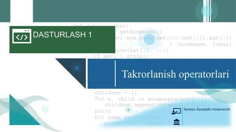 DASTURLASH 1