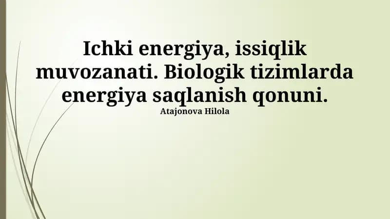 Ichki energiya va termal muvozanat