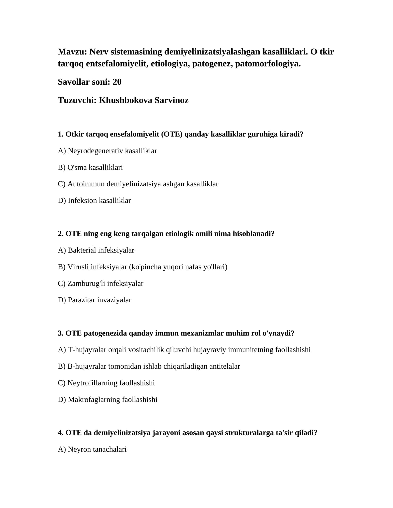 Otkir tarqoq ensefalomiyelit (OTE)