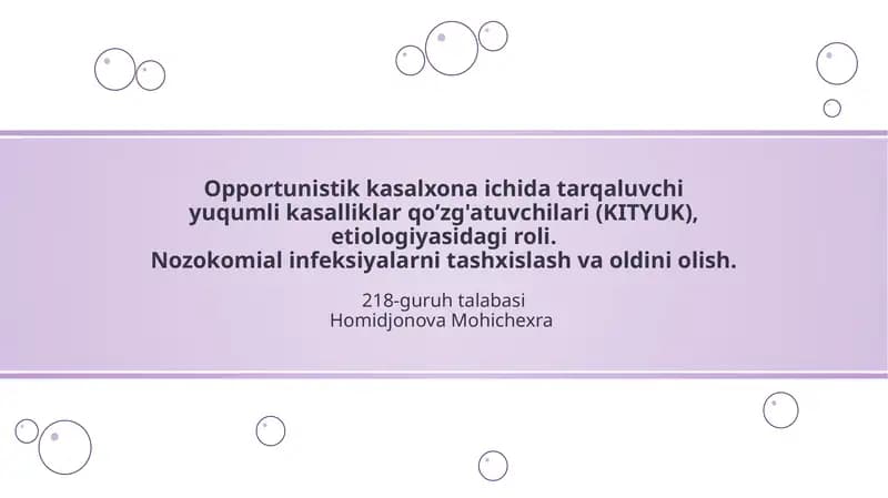 Nozokomial infeksiyalarni tashxislash va oldini olish