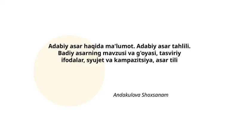 Adabiy asar tahlili