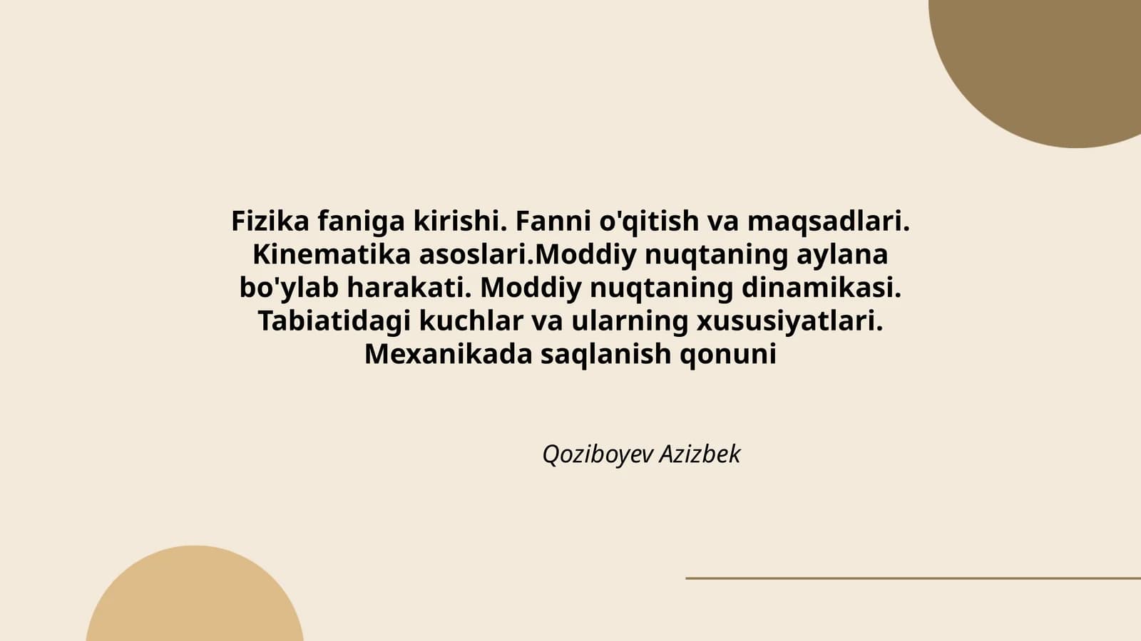 Fizika faniga kirishi