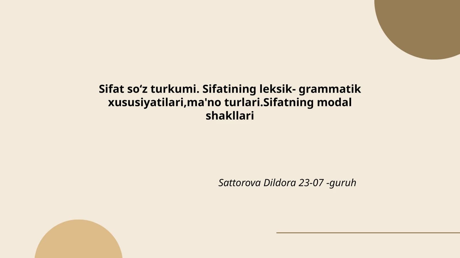 Sifat soʻz turkumi