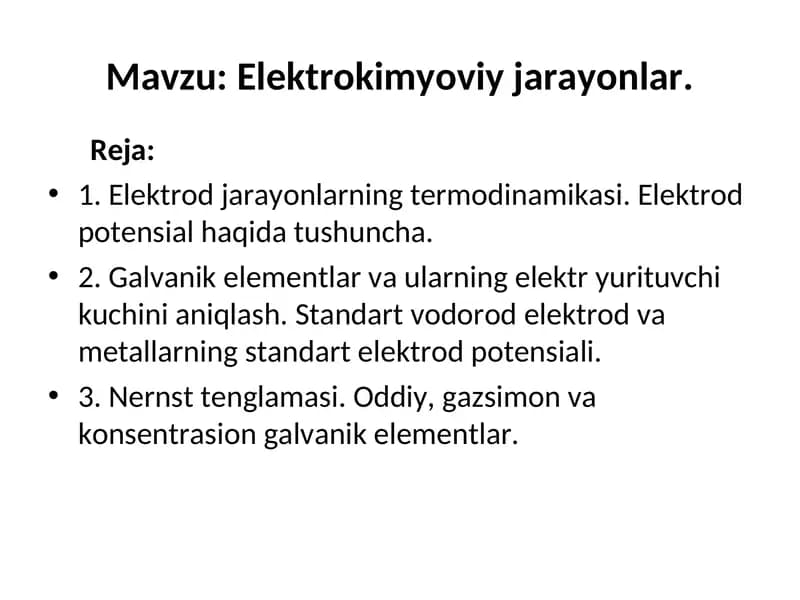 Elektrokimyoviy jarayonlar