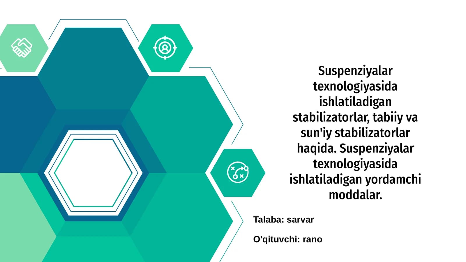 Suspenziyalar texnologiyasida ishlatiladigan stabilizatorlar