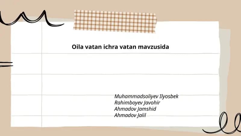 Oila vatan ichra vatan mavzusida