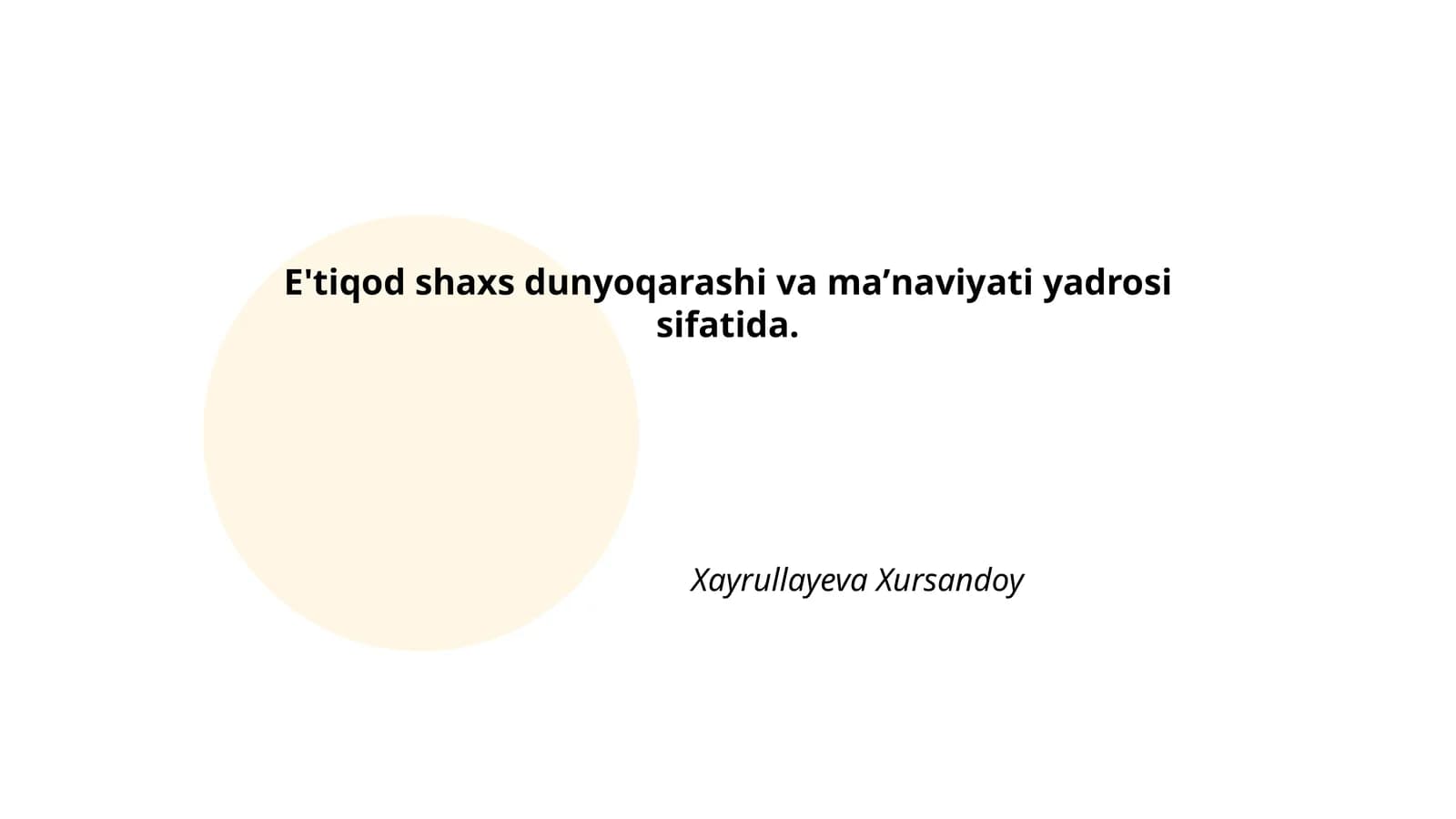 E'tiqod va shaxsiy dunyoqarashning shakllanishi