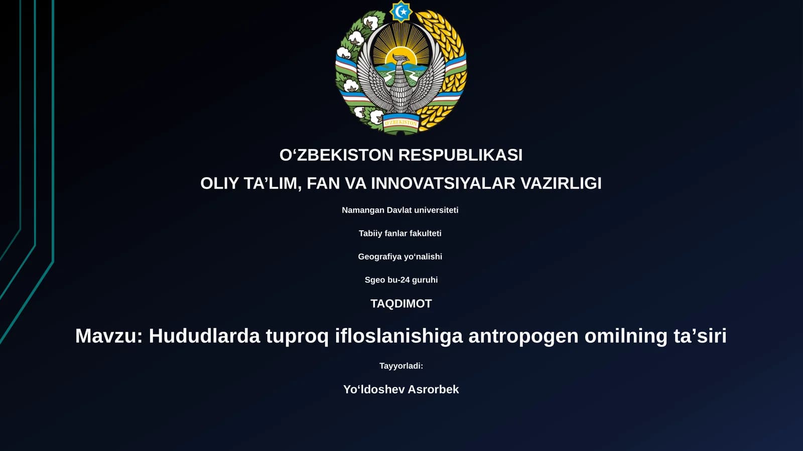 Hududlarda tuproq ifloslanishiga antropogen omilning ta'siri
