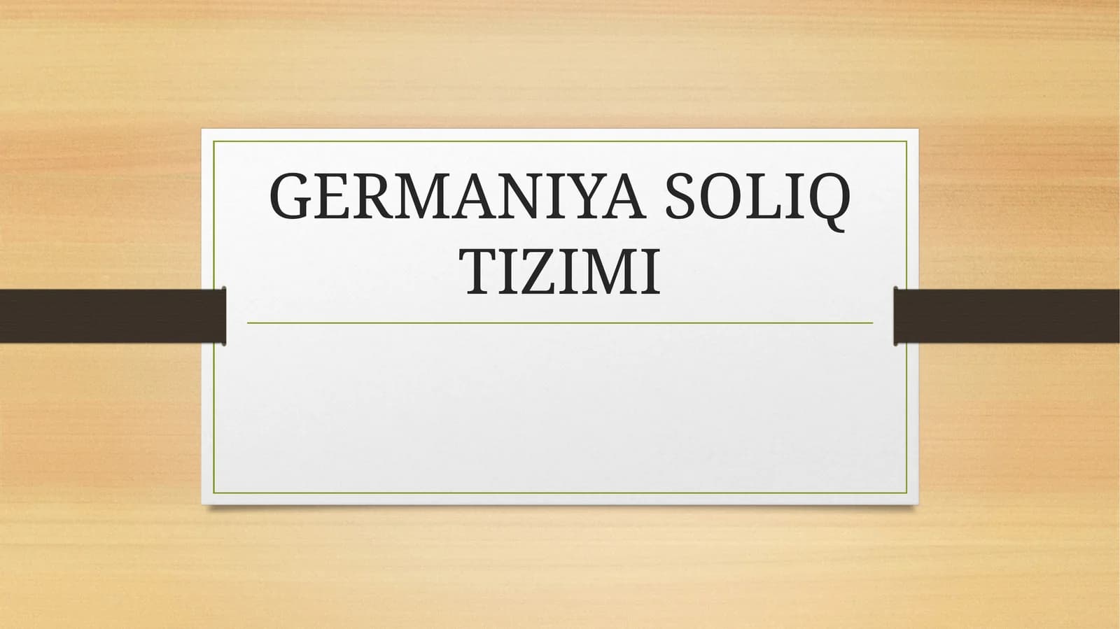 GERMANIYA SOLIQ TIZIMI