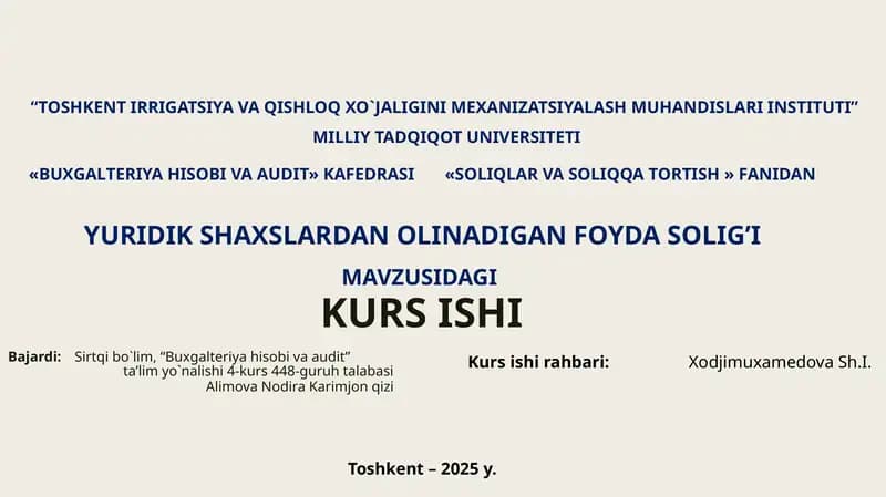 BUXGALTERIYA HISOBI VA AUDIT