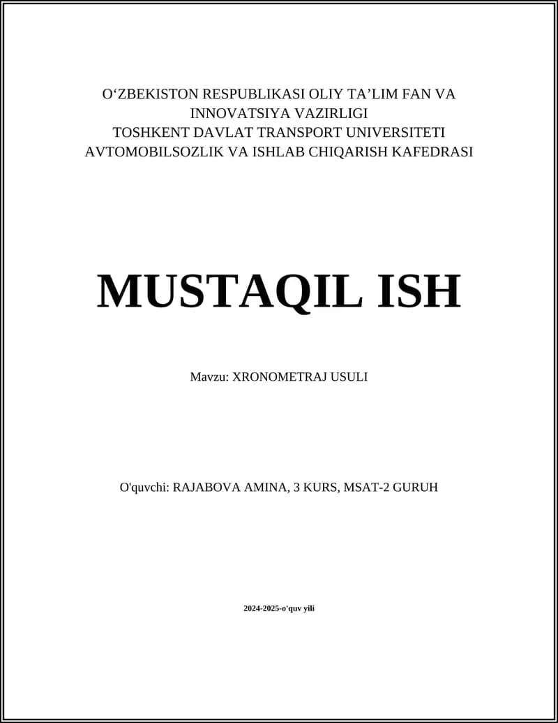 XRONOMETRAJ USULI