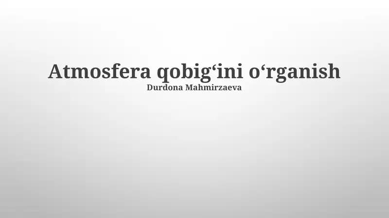 Atmosfera qobigʻini oʻrganish