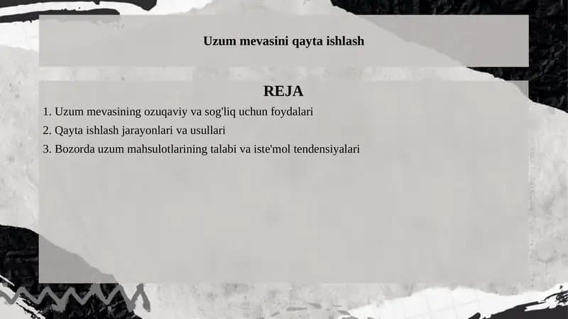 Uzum mevasini qayta ishlash1