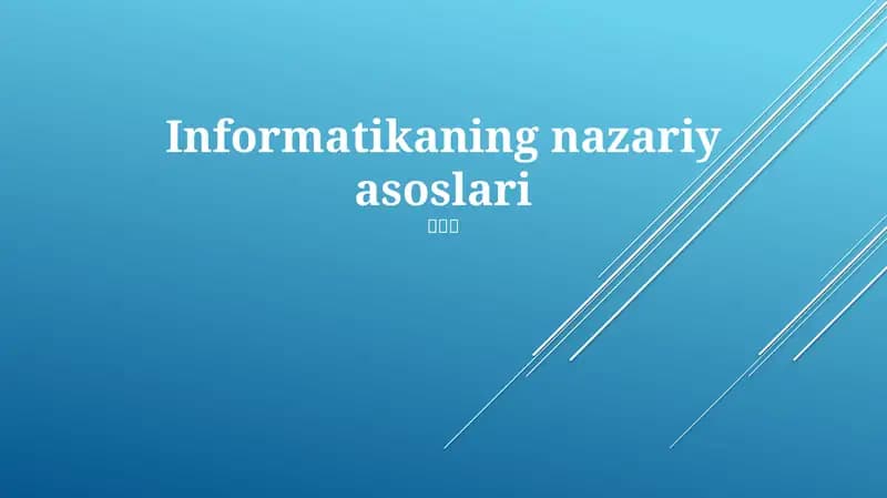 Informatikaning nazariy asoslari