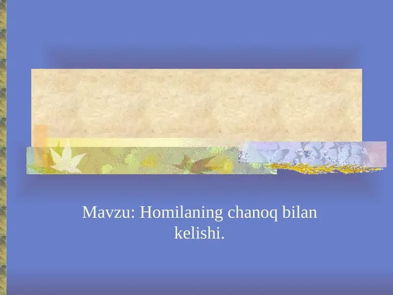 Homilaning chanoq bilan kelishi.