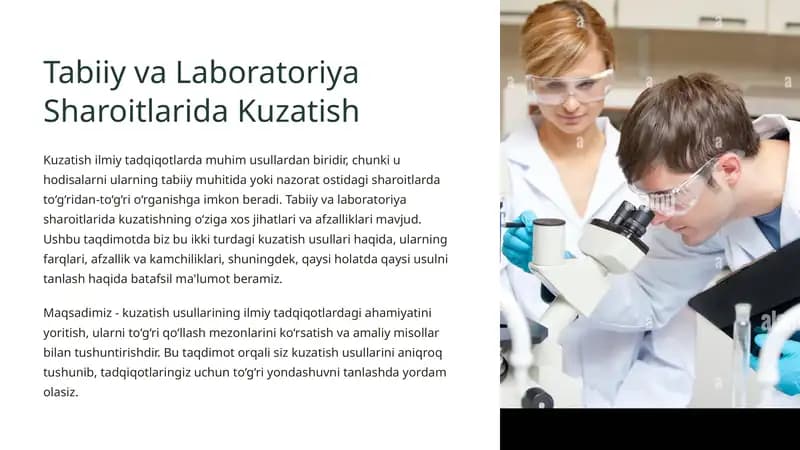 Tabiiy va Laboratoriya Sharoitlarida Kuzatish