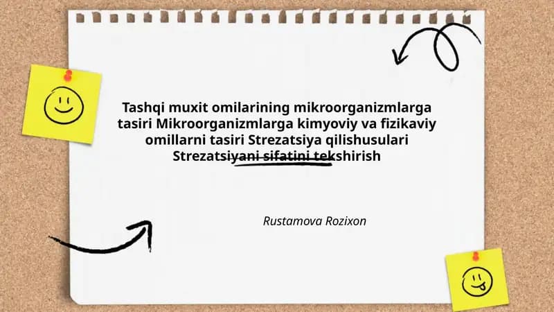 Tashqi muxit omilarining mikroorganizmlarga tasiri