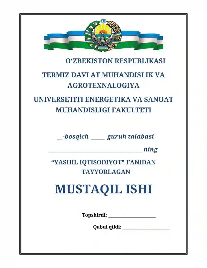 YASHIL ISH O‘RINLARINI YARATISH