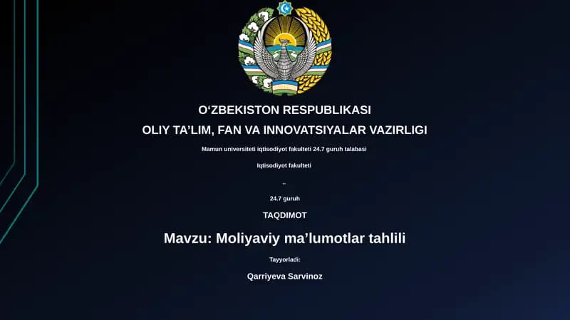 Moliyaviy ma’lumotlar tahlili