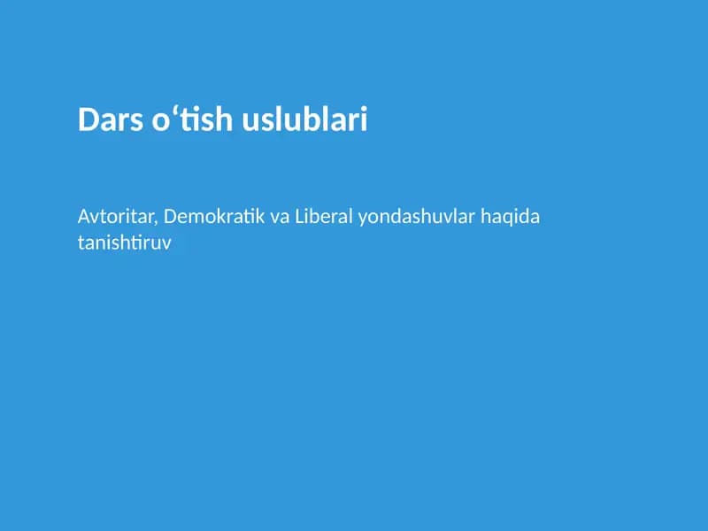 Dars o‘tish uslublari