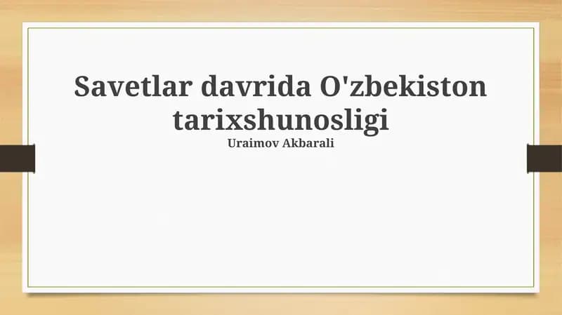 Sovet davri Oʻzbekiston tarixshunosligi