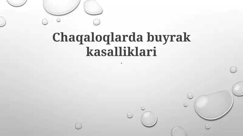 Chaqaloqlarda buyrak kasalliklari