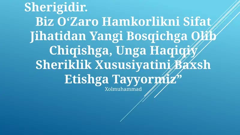Germaniya O‘zbekistonning Ishonchli Va Istiqbolli Sherigi