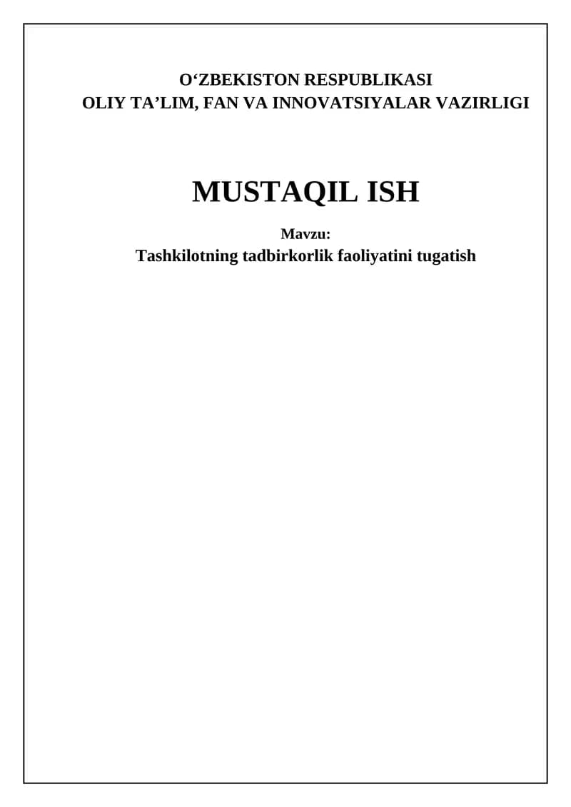 Tadbirkorlik faoliyatini tugatish