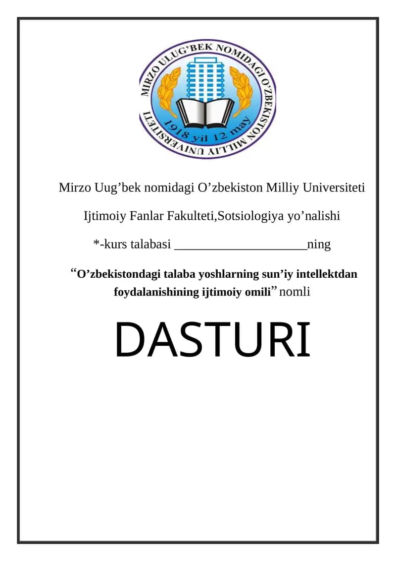 O’zbekistondagi talaba yoshlarning sun’iy intallektdan foydalanishining ijtimoiy omili