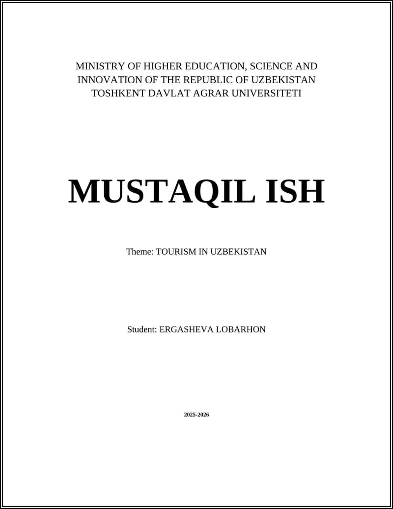 TOURISM IN UZBEKISTAN
