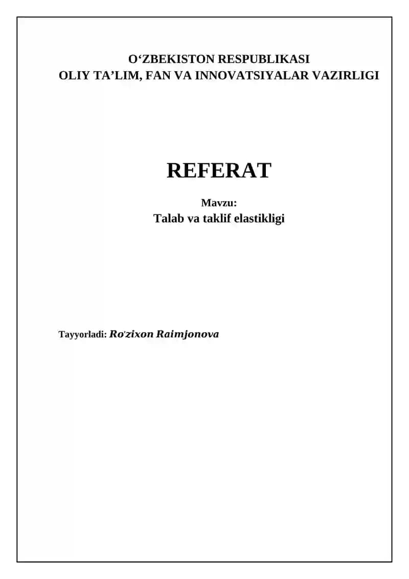 Talab va taklif elastikligi
