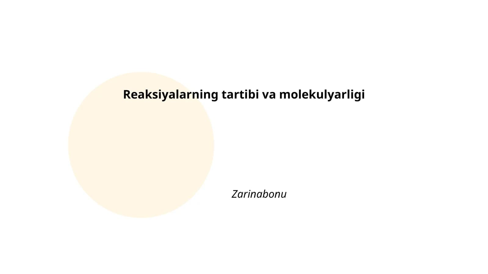 Reaksiyalarning tartibi va molekulyarligi