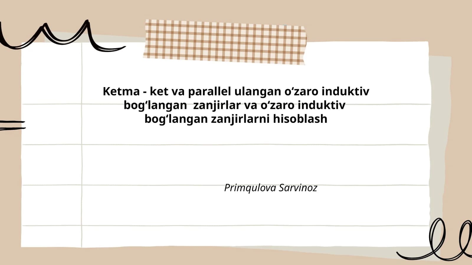Ketma-ket va parallel ulangan zanjirlar