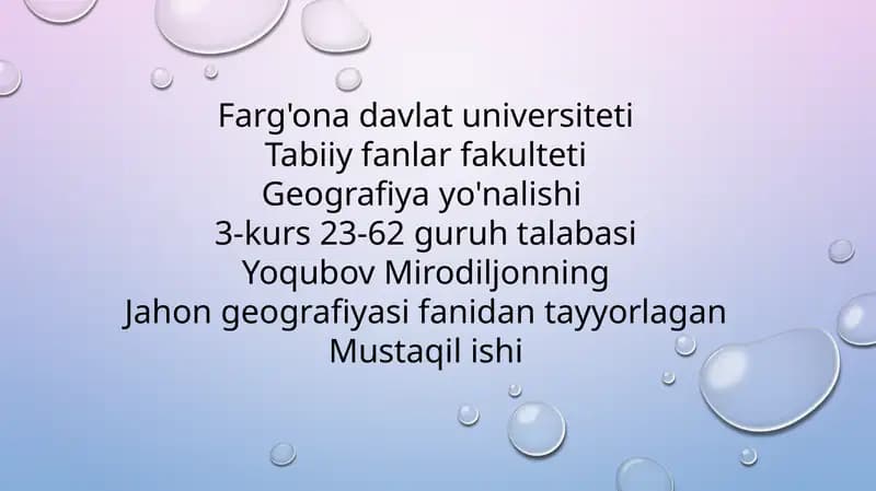 Jahon Geografiyasi dan Mustaqilishi