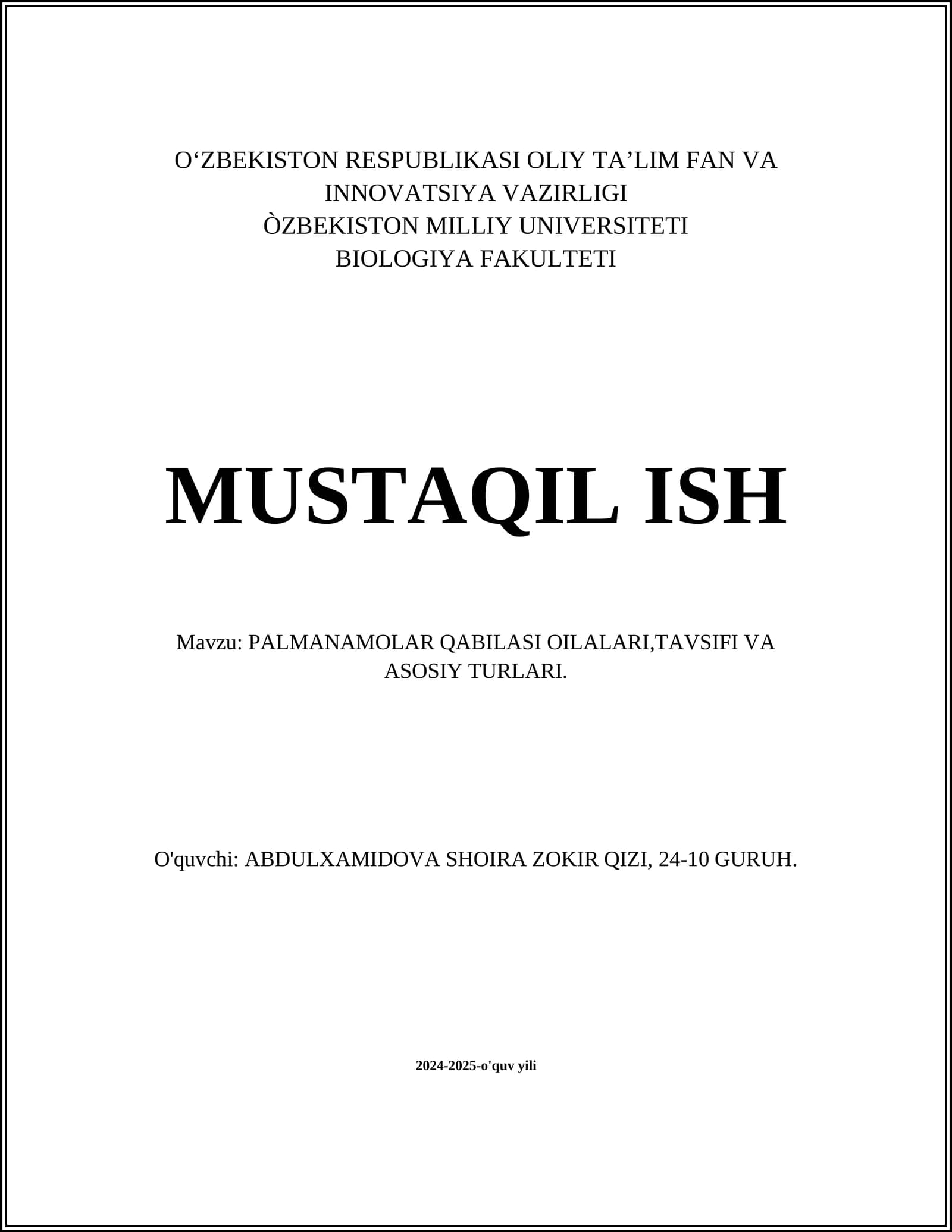 Palma-moyli oilalar ta'rifi