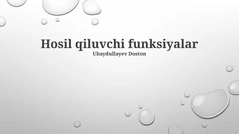 Hosil qiluvchi funksiyalar
