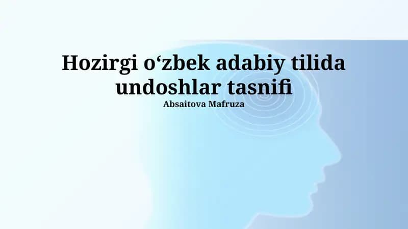 Undoshlar tasnifi