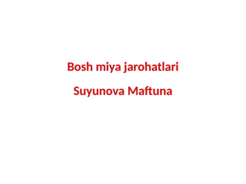 Bosh miya jarohatlari