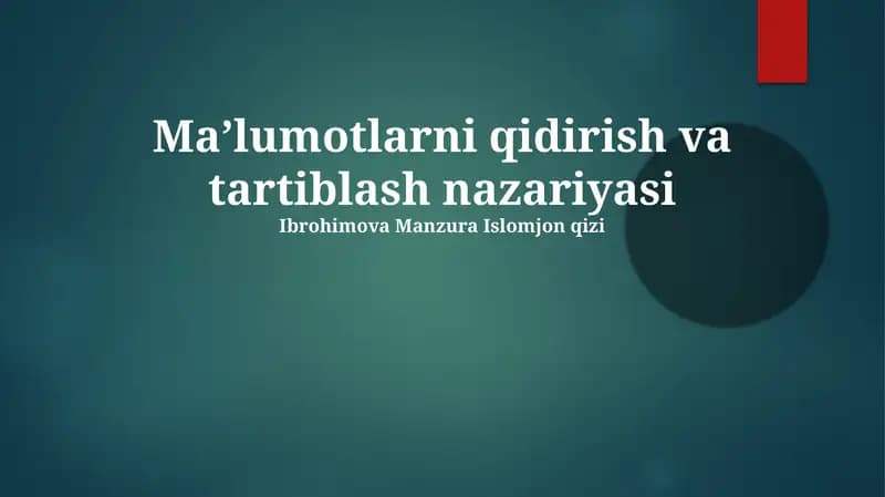 Ma'lumotlarni qidirish va tartiblash nazariyasi